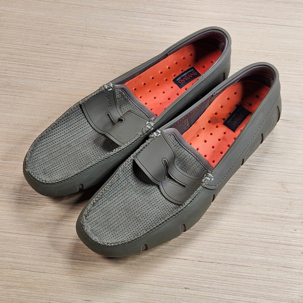 SWIMS Penny Loafers Mens 10 Brown Grey Mesh Rubber Water Shoes Preppy
